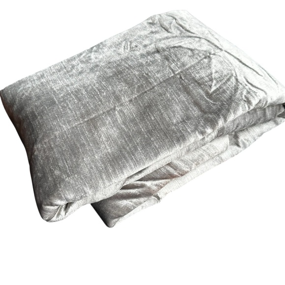 NWOT QUINCE Luster Velvet Curtain Cotton Back Light Filtering Silver 48x96” - Picture 11 of 14